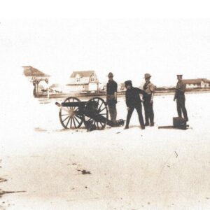 Picture of the Day No. 36 – The Stone Harbor Life Saving Station practicing firing their special line-throwing Lyle gun 1909