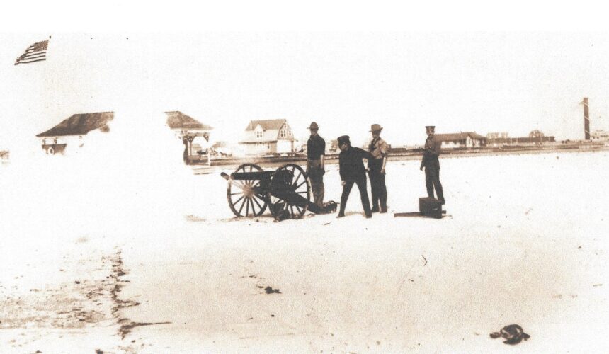 Picture of the Day No. 36 – The Stone Harbor Life Saving Station practicing firing their special line-throwing Lyle gun 1909
